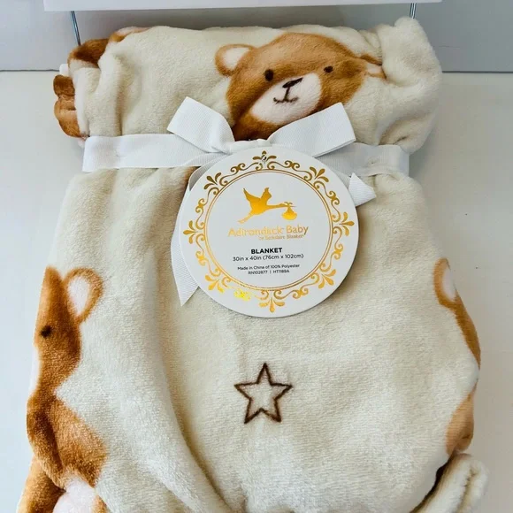 Adirondack Baby by Berkshire My Cozy Cream Baby Blanket Teddy Bears & Stars - Picture 7 of 13